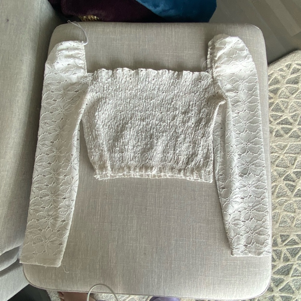 Topshop smocked lace top